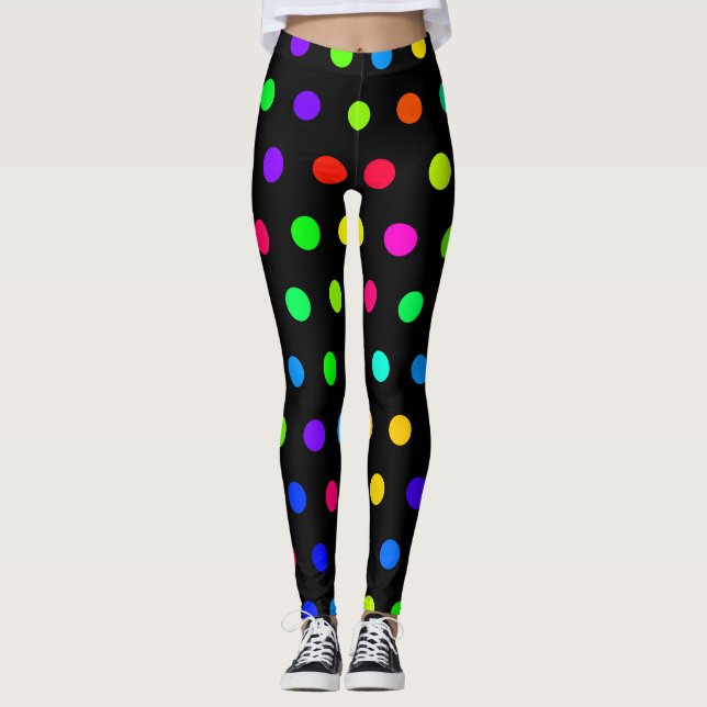 Leggings Patrón de puntos de polca arco iris (Anverso)