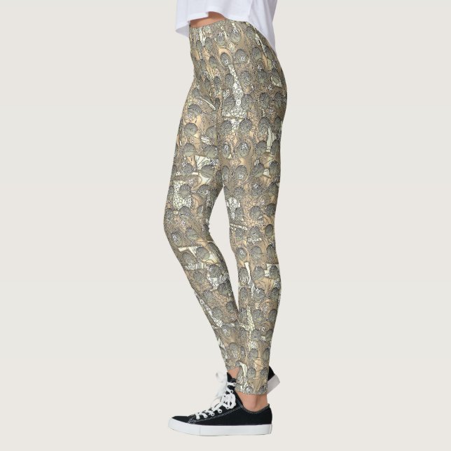 Leggings Patrón de puntos de polica gris y taupe (Izquierda)