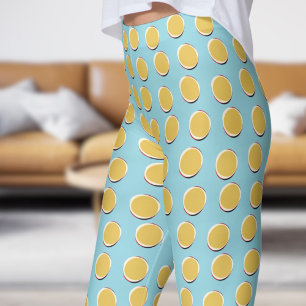 Leggings Patrón de puntos de polka amarillo dorado y azul e