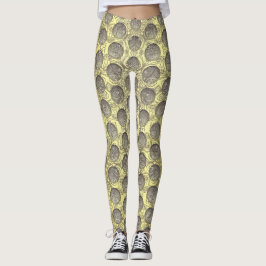 Leggings Patrón de puntos de polka amarillos y grises