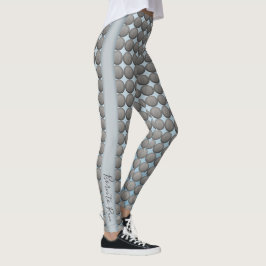 Leggings Patrón de puntos de polka azul y gris