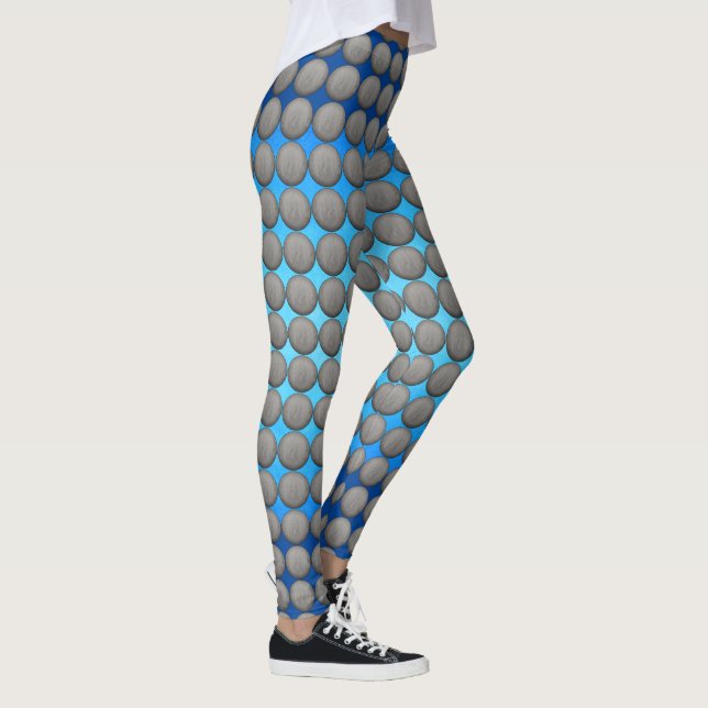 Leggings Patrón de puntos de polka azul y gris (Derecha)