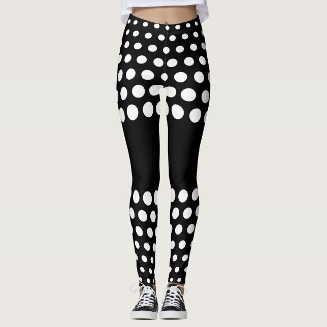 Leggings Patrón de puntos de polka blanca (Anverso)