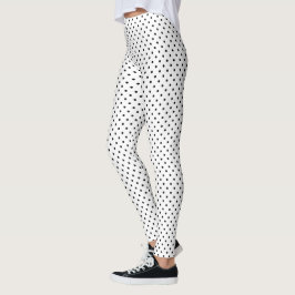 Leggings Patrón de puntos de Polka Blanco negro