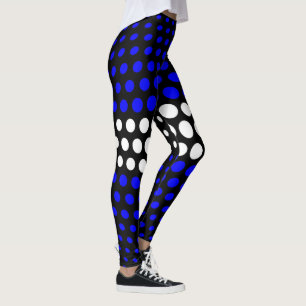 Leggings Patrón de puntos de polka blanco y azul