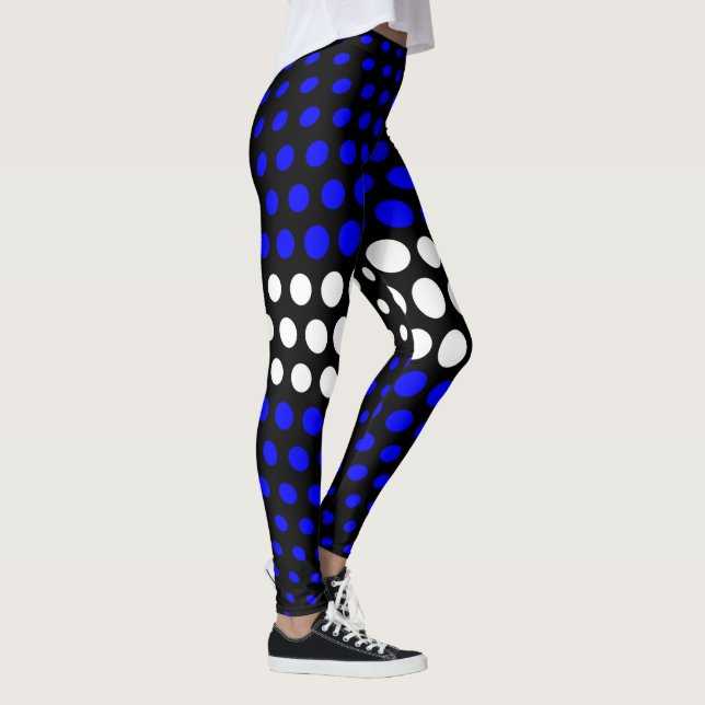 Leggings Patrón de puntos de polka blanco y azul (Derecha)