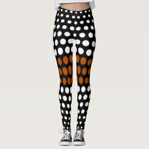 Leggings Patrón de puntos de polka blanco y marrón