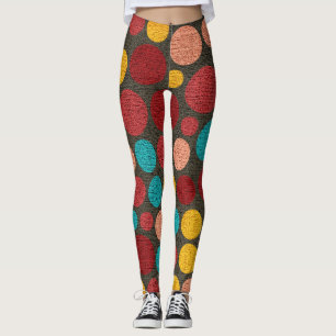 Leggings Patrón de puntos de polka de color retro #5