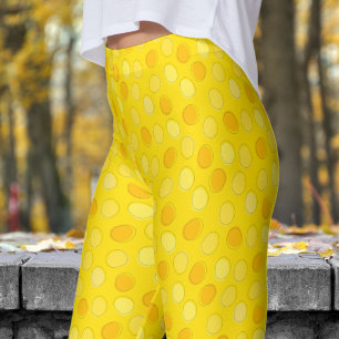 Leggings Patrón de puntos de polka dorado y amarillo estili