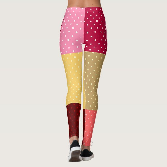 Leggings Patrón de puntos de polka monogramados (Reverso)