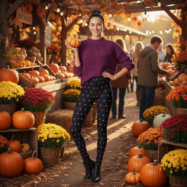 Leggings Patrón de puntos de polka morado cúbito