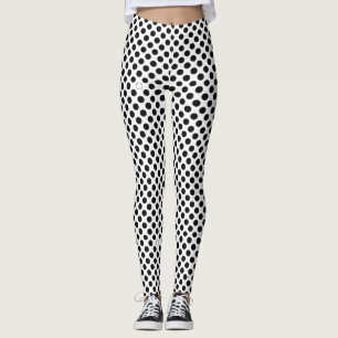 Leggings Patrón de puntos de polka negro sobre blanco