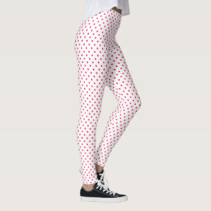 Leggings Patrón de puntos de polka rosa blanco