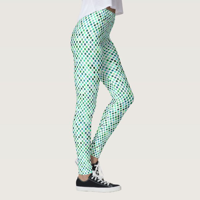 Leggings Patrón de puntos de polka verde y azul (Derecha)