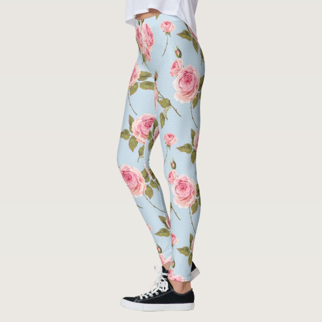 Leggings Patrón de puntos de polka y rosas (Izquierda)