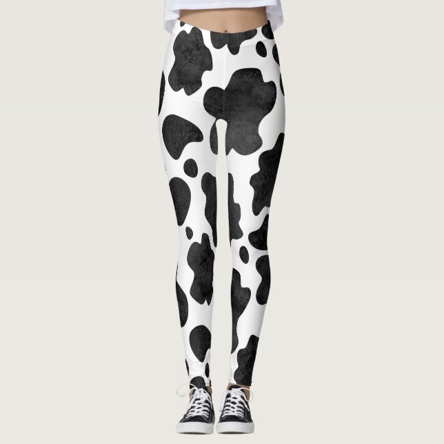 Leggings Patrón de puntos de vaca Impresión de animales bla (Anverso)