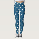 Leggings Patrón de puntos modernos de polka blanco y azul<br><div class="desc">Leyenda con modernos puntos de polka blanco y azul,  puntos,  patrones.
Leyenda moderna y de moda.</div>