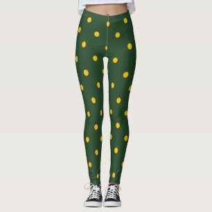 Leggings Patrón de puntos pequeños de polka: Verde y Amar