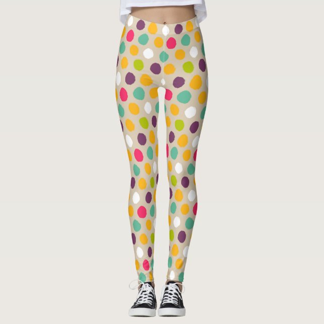 Leggings Patrón de puntos polka dibujado a mano (Anverso)