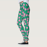 Leggings Patrón de puntos y puntos blancos y rosas<br><div class="desc">Abstracto estético de polka rosa y verde suave</div>