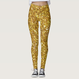 Leggings Patrón de purpurina brillante de oro
