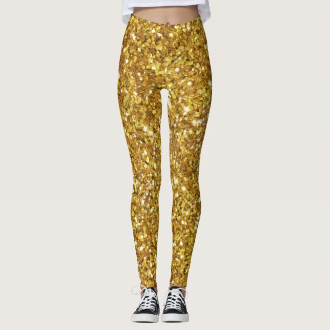 Leggings Patrón de purpurina brillante de oro (Anverso)