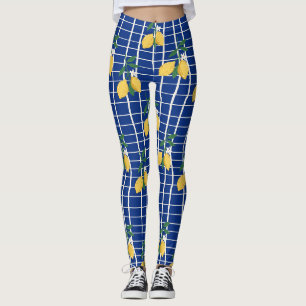 Leggings Patrón de rama de limón mediterráneo