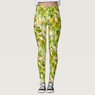 Leggings Patrón de ramas y peras del árbol de peras