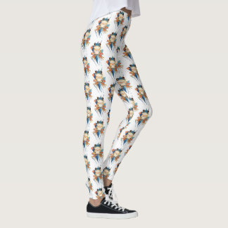 Leggings Patrón de rana azul y Naranja divertido