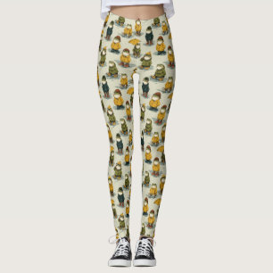 Leggings Patrón de ranas caprichosas con impermeables