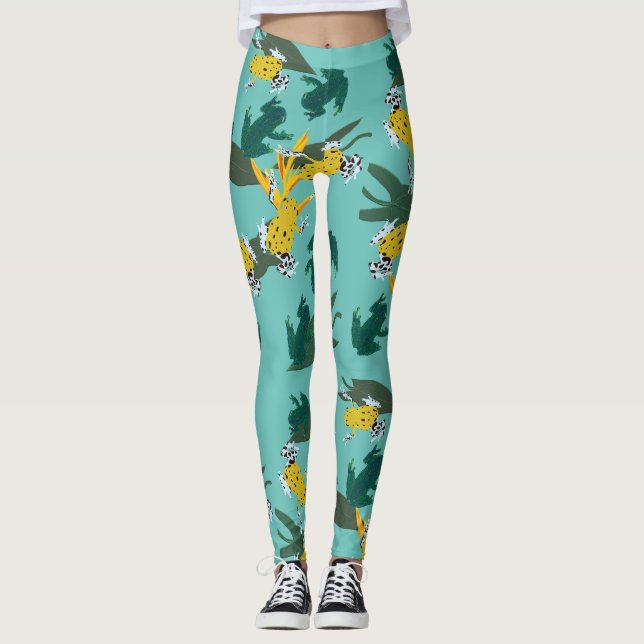 Leggings Patrón de ranas exóticas (Anverso)