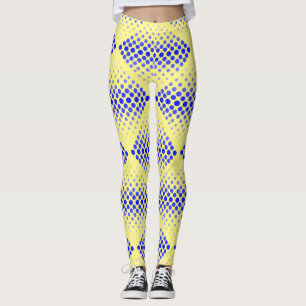 Leggings Patrón de rastrillo azul 01 BG amarillo