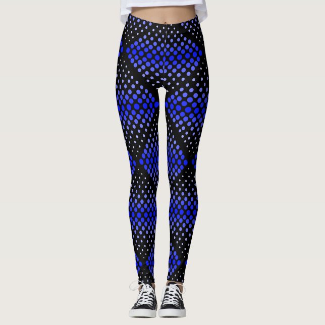 Leggings Patrón de rastrillo azul 01 BG negro (Anverso)