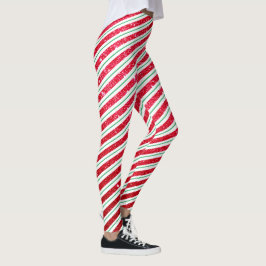 Leggings Patrón de Raya de Caramelo de Navidad Vacaciones
