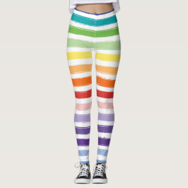 Leggings Patrón de Raya de Cepillo de Acuarela Arcoíris