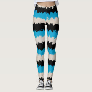 Leggings Patrón de rayas abstractas de gris azul negro