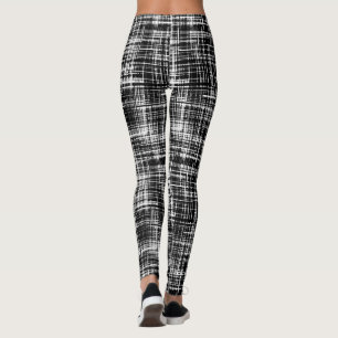 Leggings Patrón de rayas abstractas en blanco y negro