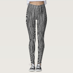 Leggings Patrón de rayas abstractas y artísticas en blanco