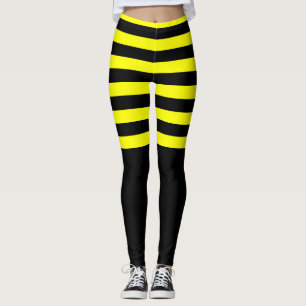 Leggings Patrón de rayas amarillas negras con estilo de ab