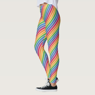 Leggings Patrón de rayas arco iris