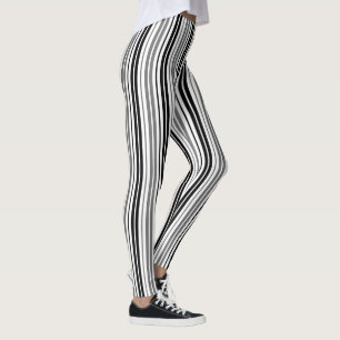 Leggings Patrón de rayas blancas y negras grises ceniza