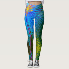 Leggings Patrón de rayas de abstracto amarillo verde azul m