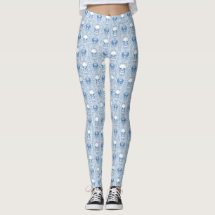 Leggings Patrón de rayas de calavera barrocas Piernas azule
