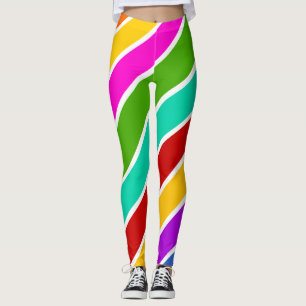 Leggings Patrón de rayas de caramelo de color retro