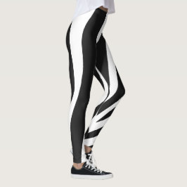 Leggings Patrón de rayas de cebra en blanco y negro