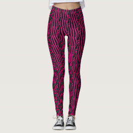 Leggings Patrón de rayas de cebra rosa y negro