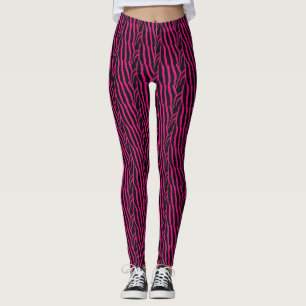 Leggings Patrón de rayas de cebra rosa y negro