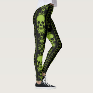 Leggings Patrón de rayas de cráneo barrocas