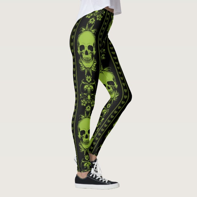 Leggings Patrón de rayas de cráneo barrocas (Derecha)