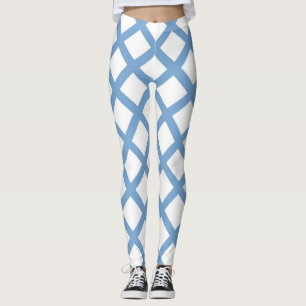 Leggings Patrón de rayas de diamante azul de Harlequin blan